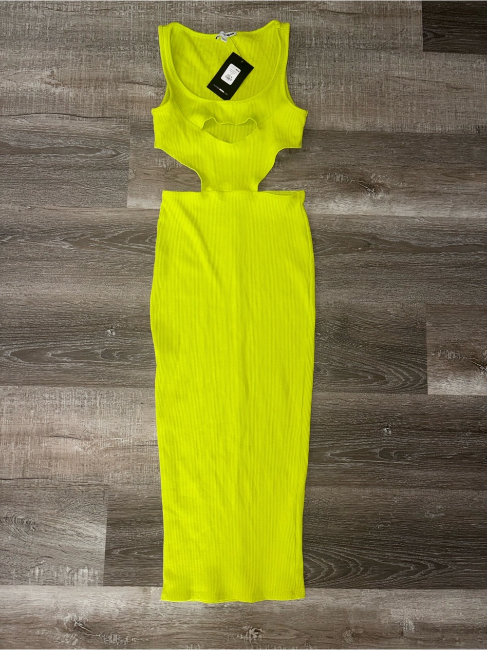 Neon Yellow Cutout Tank Midi Dress - Women